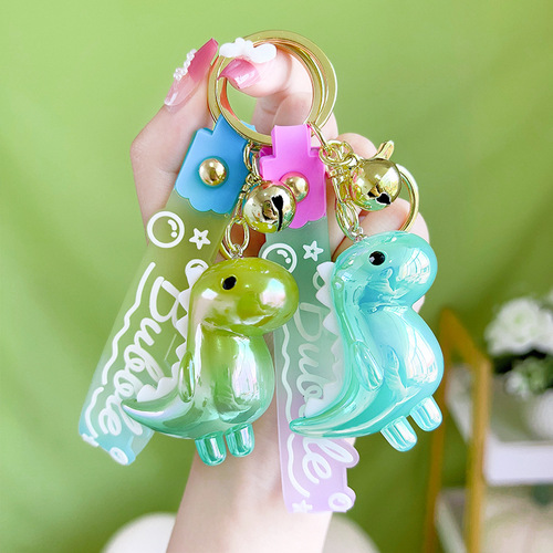 Creative Gradient Frosted Luminous Dinosaur Keychain Exquisite and Cute Car Bag Small Pendant Gift Wholesale