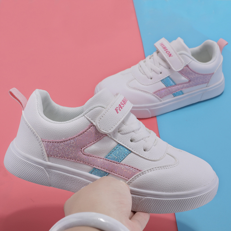 Zapatos blancos para niños zapatos de tablero para niños primavera y otoño nuevos niños medianos y grandes zapatos de cuatro estaciones para niñas zapatos blancos de Campus de fondo suave a prueba de agua