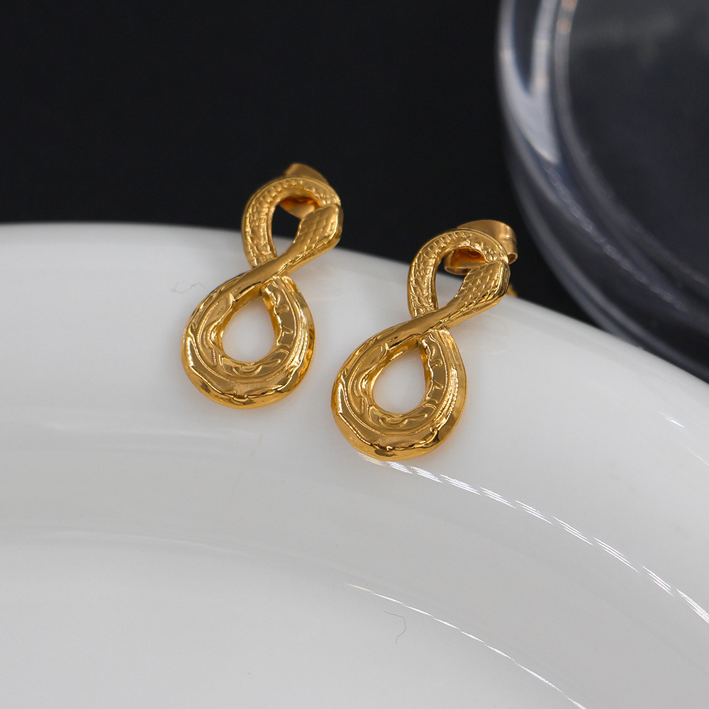 Infinity, Snake Pattern Women'S Gender 1 Pair Simple Style Infinity Snake Stainless Steel Plating Ear Studs
