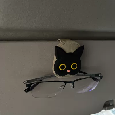 Car Glasses Clip/Bill Clip Clip Car Sun Visor Storage - black-cat-beige