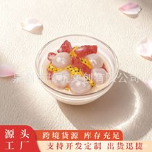 精品冰箱贴创意水果捞玻璃碗系列百香果草莓西瓜荔枝冰箱贴装饰品