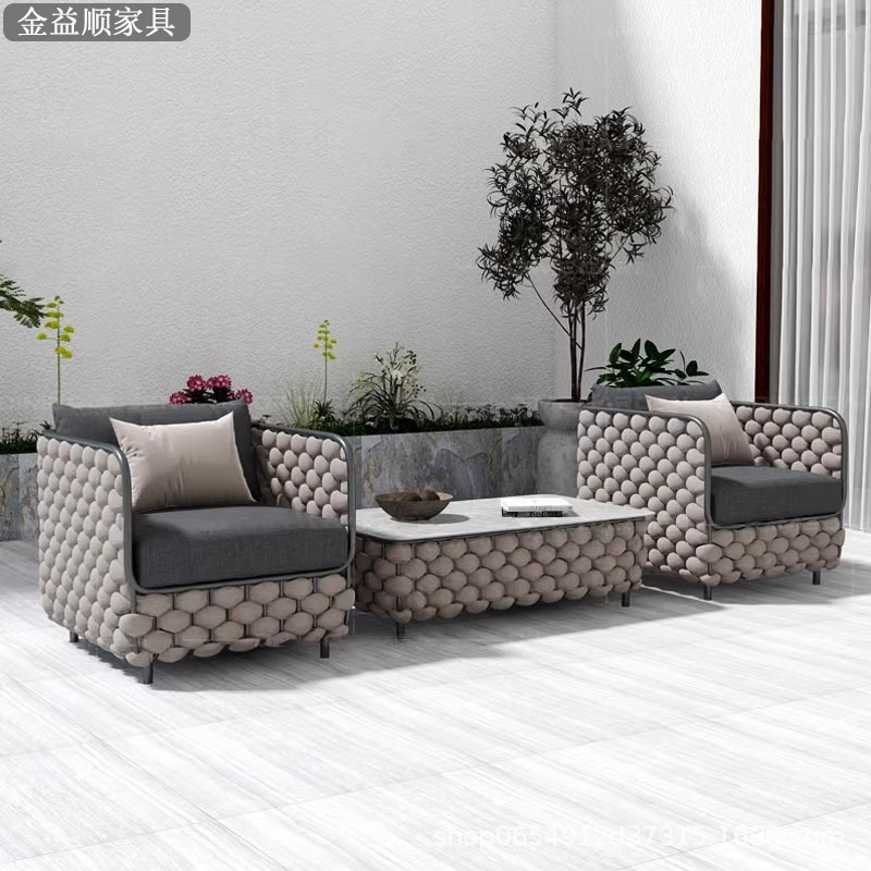 Ventas transfronterizas directas al aire libre de aleación de aluminio caña sofá casual minimalista villa patio terraza hotel interior y exterior