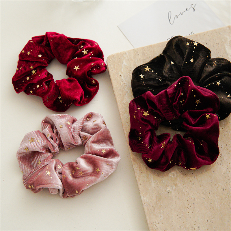 30g Weight Hair Tie Hair Accessories Type 1 Piece Quantity Holiday, Festival Occasion Flannel Material Star Pattern Women's Gender Simple Style, Classic Style Style Women's Simple Style Classic Style Star Flannel Hair Tie 2