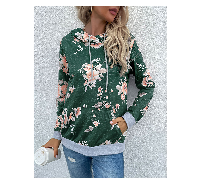 Casual Printing Spandex Polyester Hooded Long Sleeve Regular Sleeve Printing Pocket Hoodie