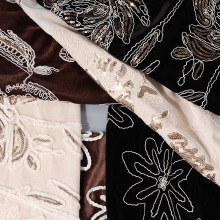 热销批发韩国绒绳绣花布料 多款秋冬礼服舞台服重工绳绣面料布匹