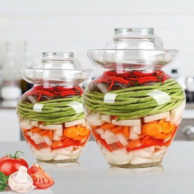 无铅泡菜坛子玻璃加厚酸菜坛子腌菜罐家用玻璃缸密封咸菜泡菜罐|ru