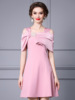 Celebrity temperament diamond embellished A-line dress short summer style