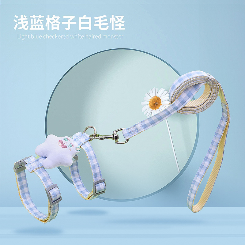 Cuerda de tracción en forma de I para mascotas, correa de pecho conveniente para que los gatos jóvenes salgan, marioneta de oro capa gradual gato chaleco Correa suministros