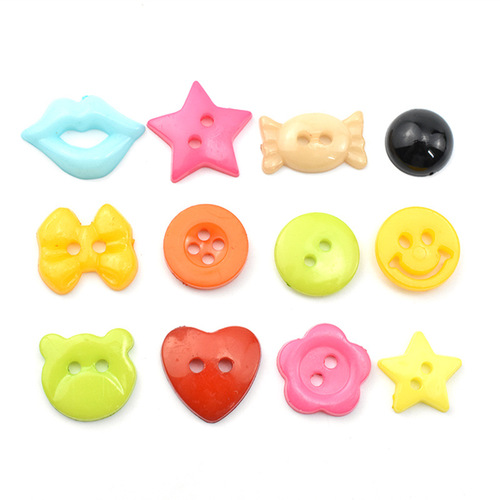 Colorful buttons children's handmade diy button painting material package plastic kindergarten creative love bear buttons