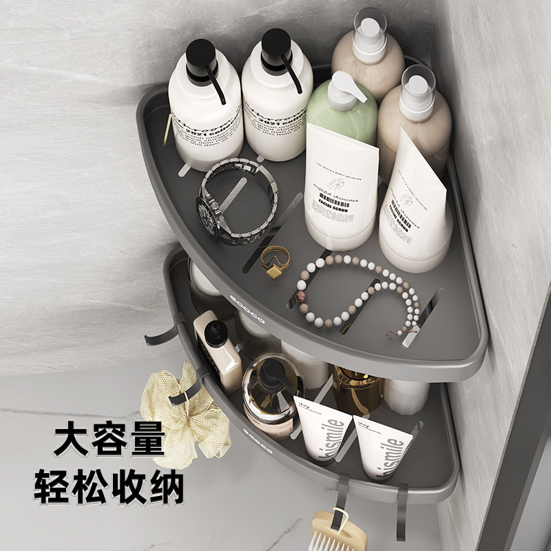 Estante de baño sin perforación, estante de baño, inodoro, mesa de lavado de manos, soporte de almacenamiento triangular en la pared, pared de baño