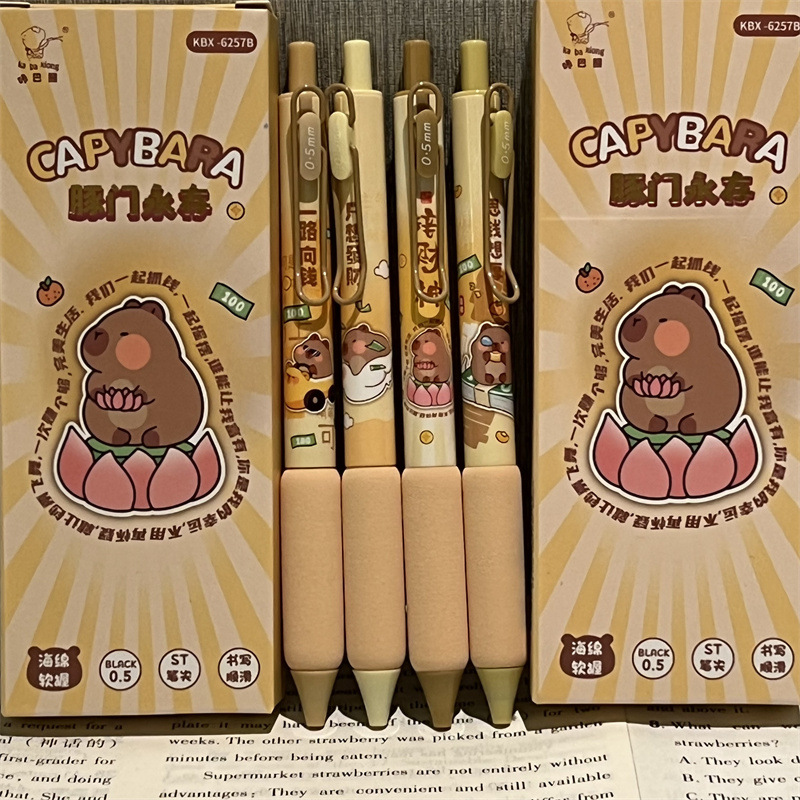 Porcine puerta permanente lápiz esponjoso en el viento alto valor facial st cabeza de lápiz de carbono negro encantador capibara pulsar lápiz negro