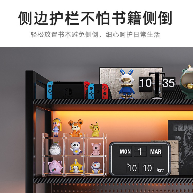 Estante de escritorio de oficina multicapa estante pequeño estante de libros simple estante de hierro forjado pequeño estante de almacenamiento en el escritorio