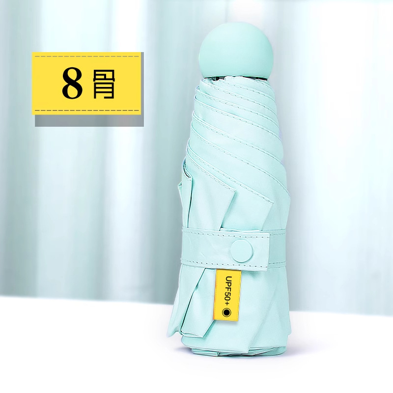 Sombrilla de protección solar exclusiva transfronteriza con descuento de cinco veces más para mujer, compacta y portátil, protección solar, sombrilla de bolsillo ultrapequeña para niñas, de doble uso para sol y lluvia.