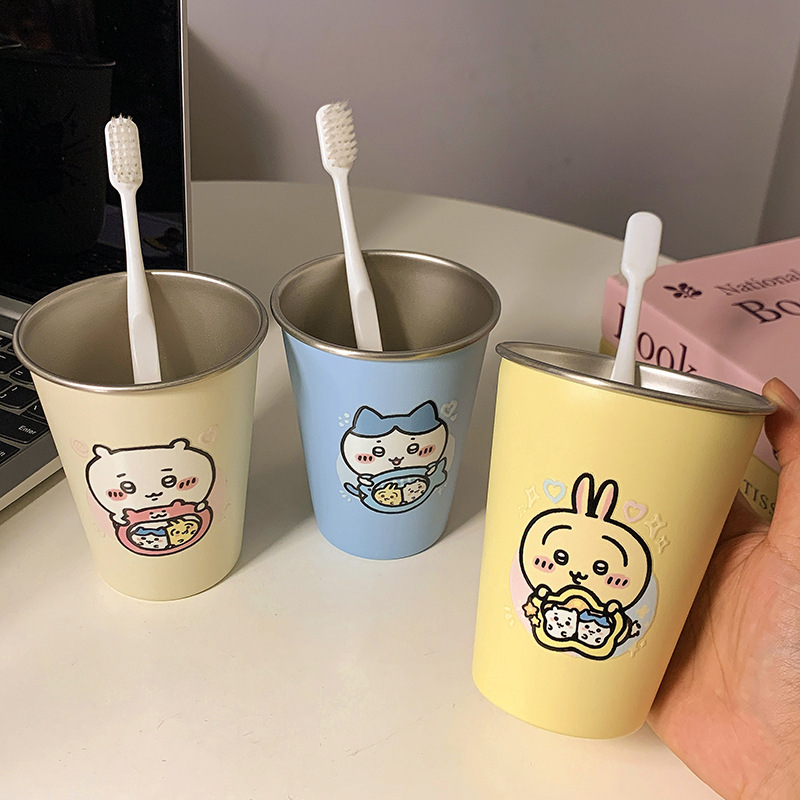 儿童小不锈钢杯子高颜值喝水亲子卡通创意小熊可爱漱口牙刷杯防霉|undefined