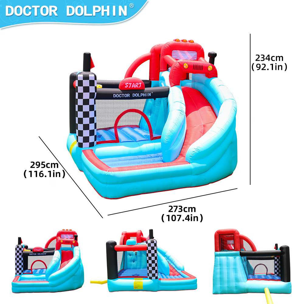 Doctor Delfín | Castillo inflable para niños, trampolín pequeño para uso doméstico, trampolín tipo pista, tobogán inflable pequeño para uso doméstico