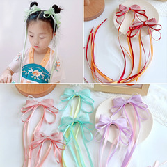 New Chinese style streamer bow children's hairpin Hanfu girls headwear accessories tassel braided hair bow