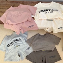 2022夏新款儿童套装男女童字母短袖T恤宝宝休闲短裤ESS韩版两件套