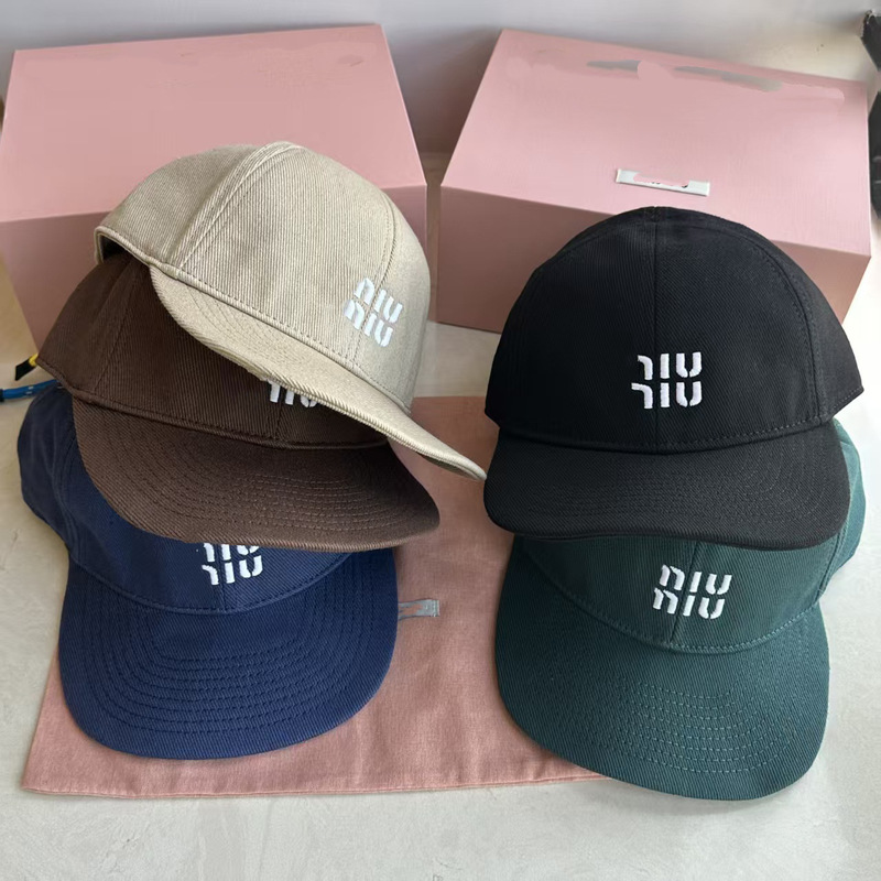新款MIUMIU鸭舌帽彩色抽绳撞色字母软顶棒球帽男女童凹造型遮阳帽|undefined