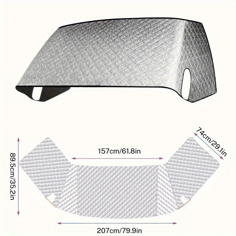 Rv Sunshade Aluminum Film Sun Protection and Heat Insulation Roof Cover for Outdoor Camping, Universal Rainproof and Dustproof Car Cover, Rv Front Shield