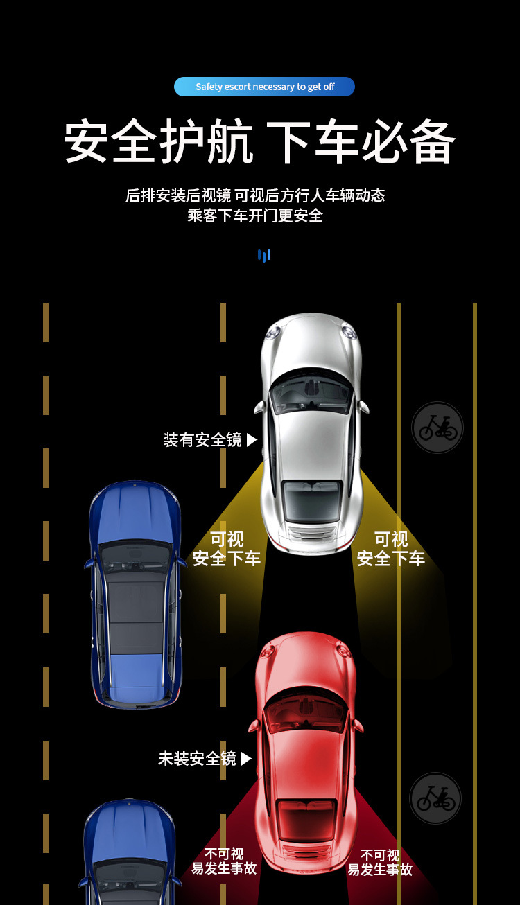 Car Rearview Mirror Small Round Mirror Blind Spot Mirror Interior and Exterior Observation Mirror Wide-Angle Rear Auxiliary Mirror for Taxi
