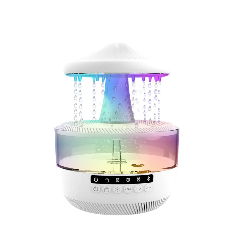 Máquina de aromaterapia explosiva transfronteriza, humidificador de gotas de lluvia de escritorio de dormitorio doméstico, audio Bluetooth, luz de ambiente colorida, máquina de aromaterapia