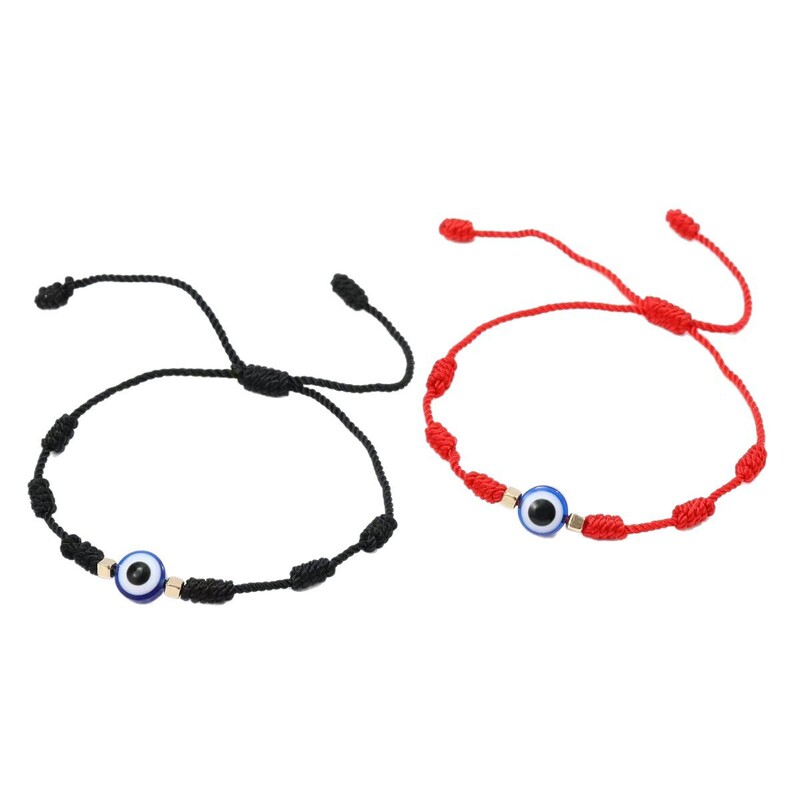 Cross-Border Amazon New Evil Eye Blue Eye Woven Bracelet for Couples, Adjustable Simple Evil Eye Bracelet