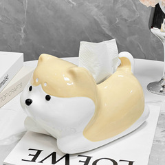 創意的な柴犬のティッシュボックスのリビングルームのお茶のいくつかの家庭用ナプキンの引き出しの紙箱のシンプルで個性的でかわいい漫画の装飾の置物