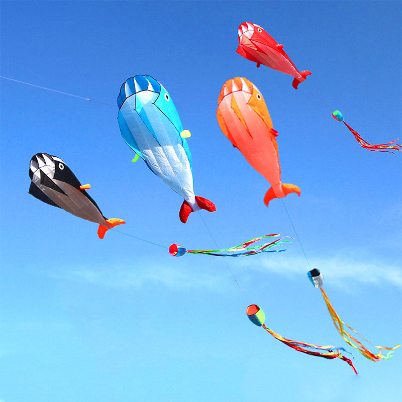 Weifang Kite Cross-Border Dolphin Kite Easy-To-Fly in Light Breeze Foreign Trade Soft Whale Kite Orca Kite Manufacturer Wholesale