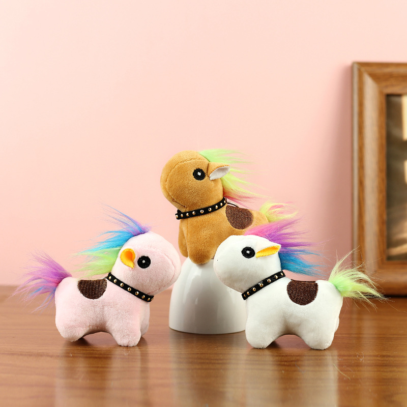 Líderes en línea lindos juguetes de peluche unicornio colgantes unicornio pony keychain muñecas colgantes bolsos pequeños colgantes image 1
