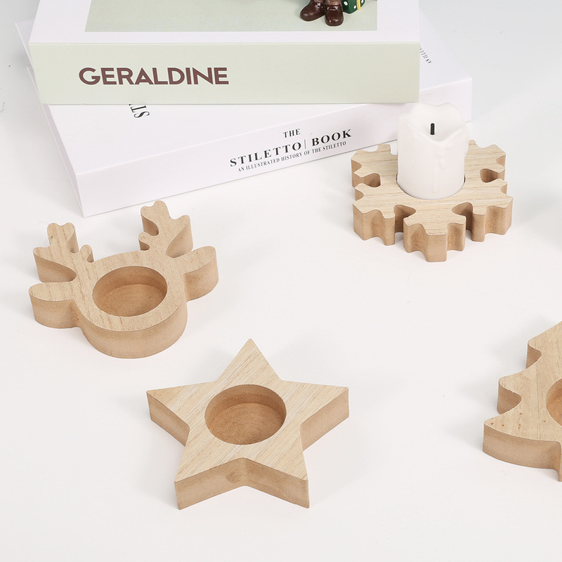 Base Ornament Stand Ins Style Candle Holder Base Natural Tree Stump Wooden Simple Decorative Tabletop Ornament