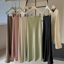 醋酸缎面鱼尾半身裙女2025气质简约垂感显瘦包臀a字中长裙子