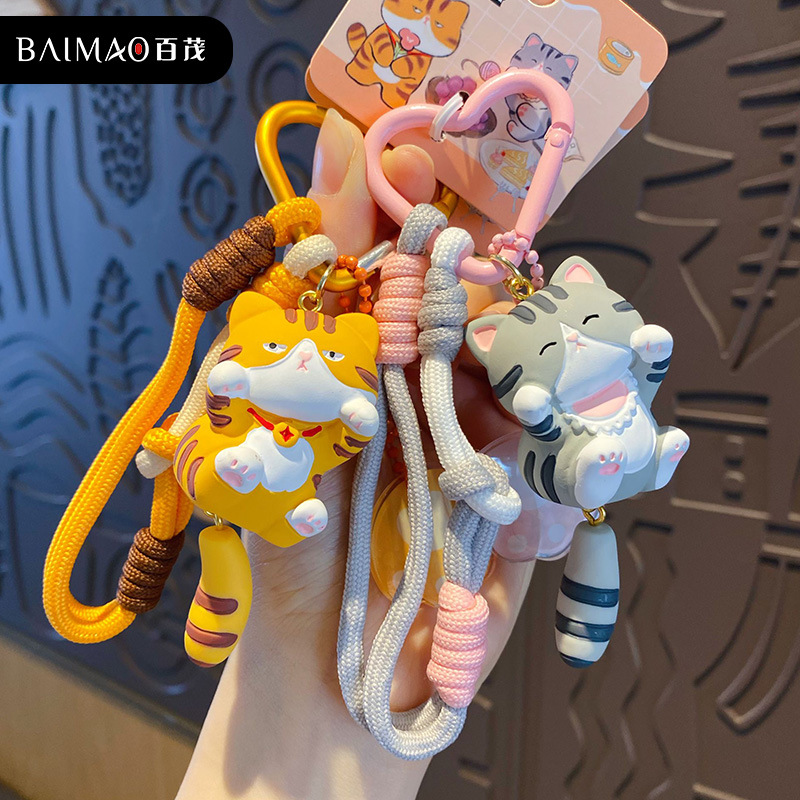 Serie de llaveros original Baimao encantador qian gatos muñecas colgantes accesorios de bolsas escolares