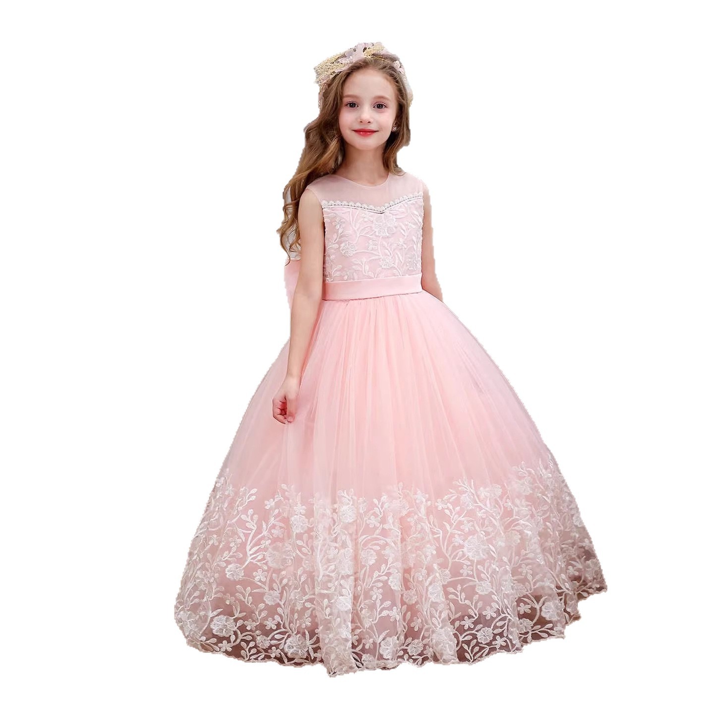 Prinzessinnenkleider für Mädchen aus Spitze und Mesh (3-7 Jahre), Blumenmädchen-Geburtstagskostüme, Bühnenoutfits, Kinderhochzeitskleider 【Vorbestellung | Versand in 15 Tagen】_voghion.com