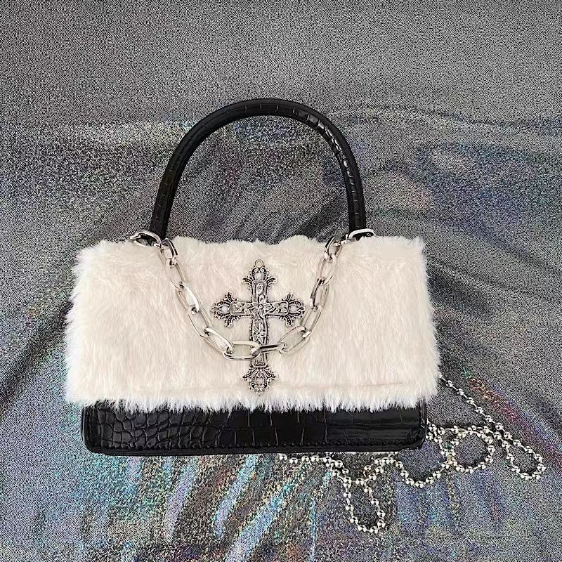 Gothic crossbody tas van pluche schoudertas voor dames_voghion.com