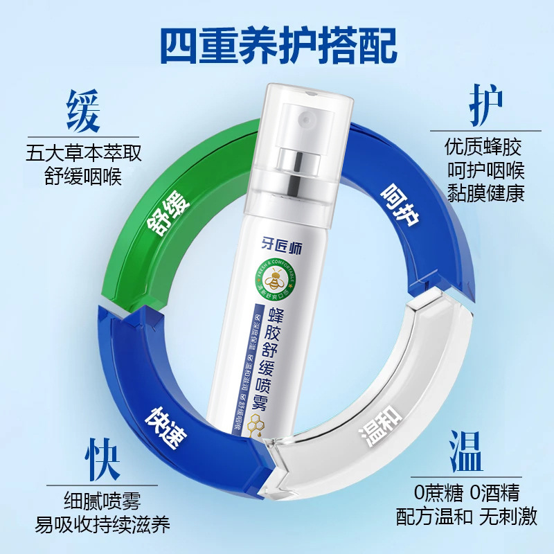 牙匠师蜂胶舒缓喷雾草本舒润咽喉冰感清凉薄荷温和护嗓咽喉喷雾|undefined
