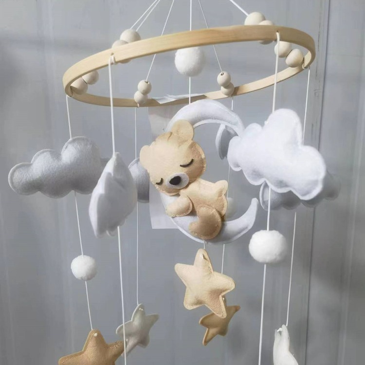 Transfronterizo amazónica nórdica felt animal cama campana colgar decoración cama bebé bebé conductor ojos campana cama