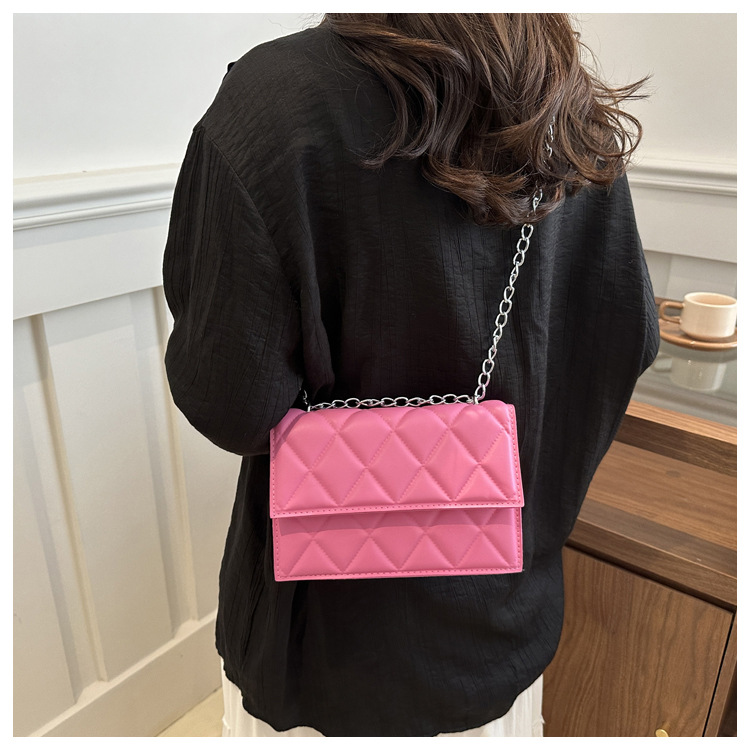 The 2024 autumn new French niche design chain small square bag, a fashionable macaron color single-shoulder crossbody bag undefined