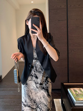 气质优雅 重磅醋酸爽滑显瘦立领中袖西装女外套25春夏新款G042616