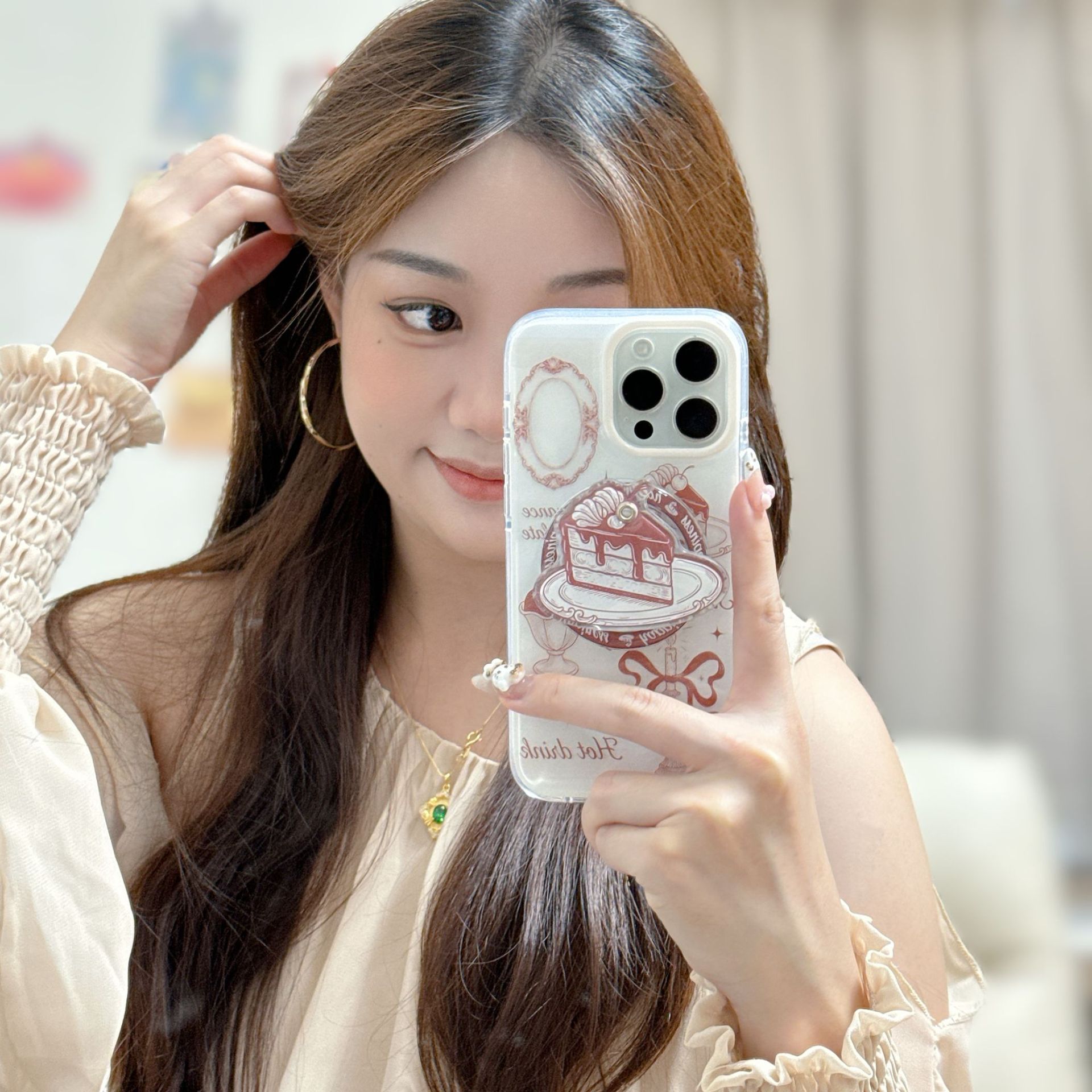 Pastel de postre de té de la tarde simple para Apple 16ProMax funda para teléfono móvil 15Pro magnético 14/13 femenino 15PM