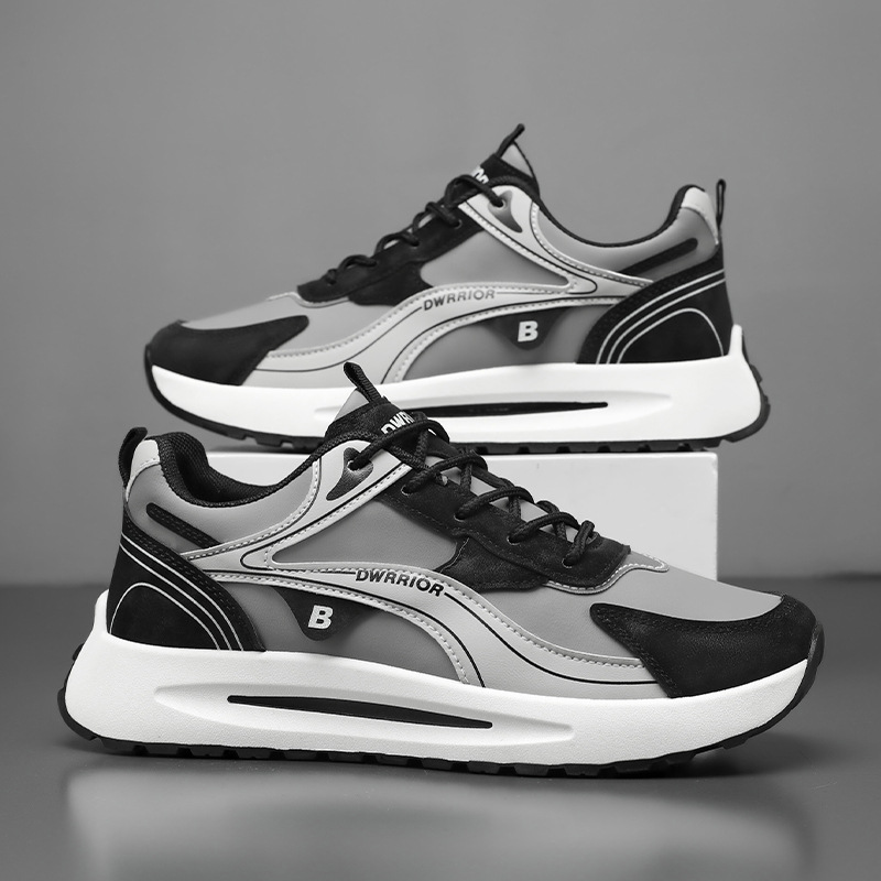 Agan zapatos de cuero de primavera impermeable universal para hombre correr viajes antideslizantes zapatos deportivos de altura