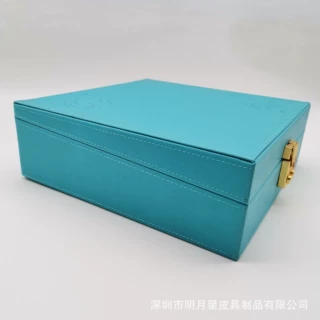 工厂加工定制PU皮质月饼盒，木盒包皮，礼品盒包装定制
