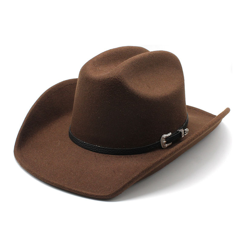 European and American Export Style Western Cowboy Hats for Men and Women, Fashionable One-Line Woolen Hats, Ethnic Style Xizang Cowboy Hats