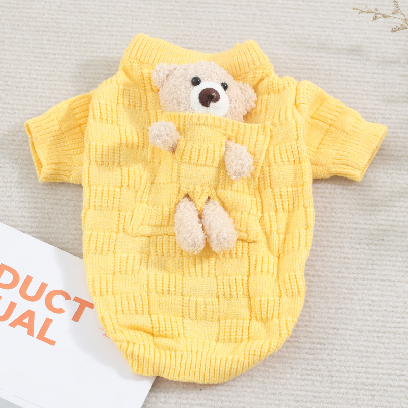 Perro de mascota suéter de punto gato ropa pequeña Teddy ropa cálida oso de bolsillo suéter otoño nuevo
