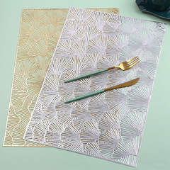 Tableware Mat with Ginkgo Leaf Pattern, Simple and Modern, Home Use, PVC Insulating Mat, Factory Direct Supply, Square, Western Dinner Cup Mat, Wholesale