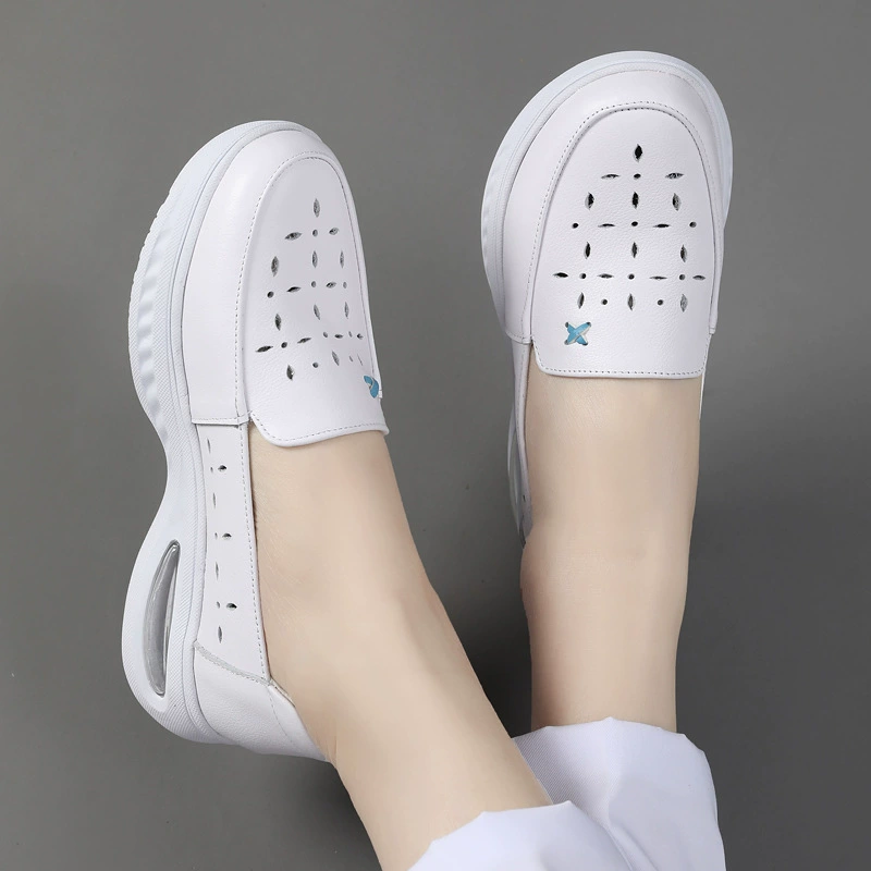 Весенняя кожаная обувь медсестры надувная подушка