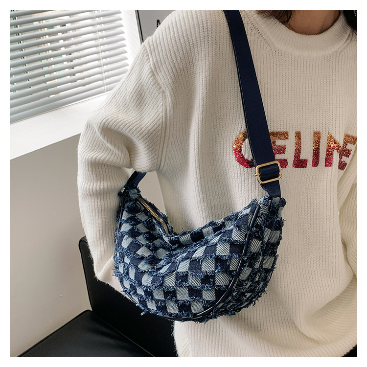 Denim Patchwork Shoulder Crossbody Bag For Women Stylish Canvas_voghion.com
