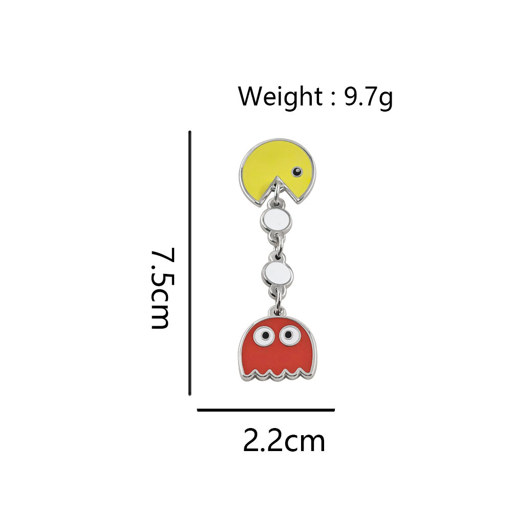 Pac-Man game metal brooch, Pac-Man and Red Ghost enamel badge, cute cartoon pendant pin