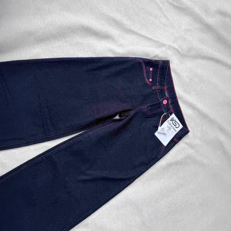 2026 Trendy Spring Retro New Low-Waist Cute Pink Detail Design Casual Wide-Leg Commuter Jeans