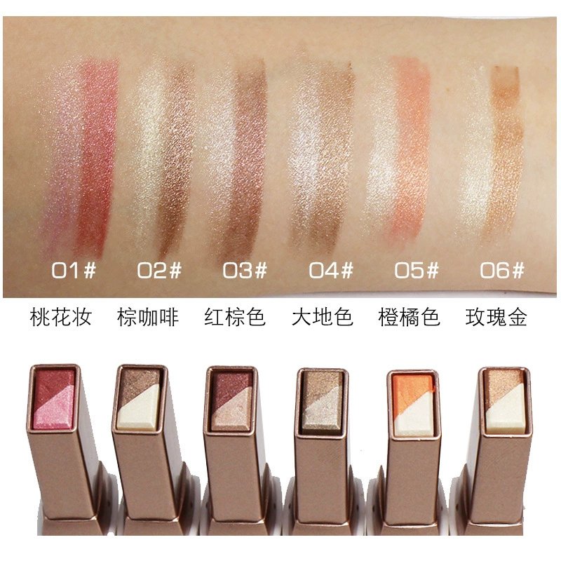 Dual-Color Eyeshadow Stick, Gradient Earth Tones, Beginner-Friendly, Slim Twist Stick