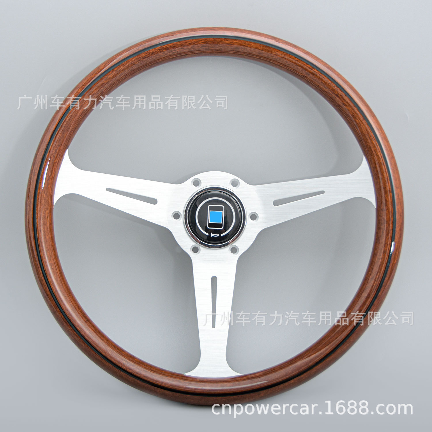 Factory Direct Sales Universal Car Electroplated Steering Wheel 14inch Modified Retro Peach Wood Color Steering Wheel